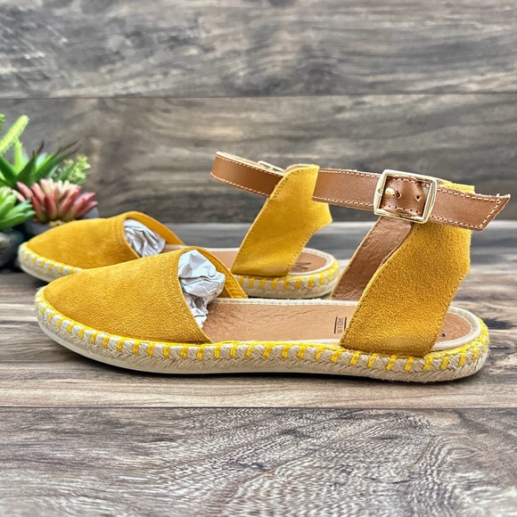 NIB Miz Mooz Cleo 38 7.5-8 Orchre Suede Ankle Strap Closed Toe Espadrille Sandal - Picture 7 of 12